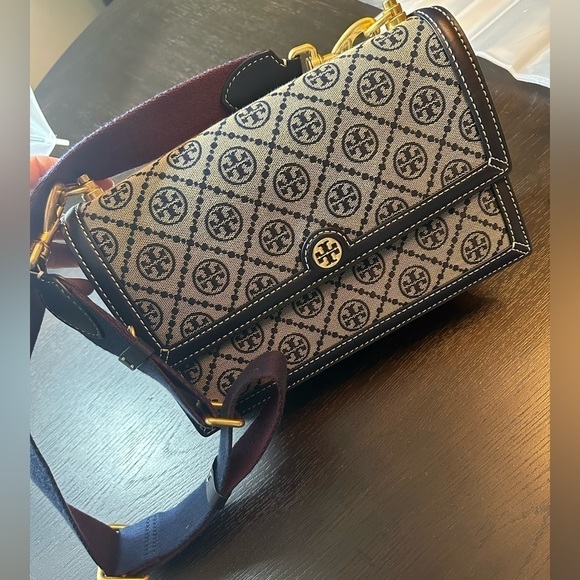 Tory Burch T Monogram Jacquard Shoulder/Crossbody Bag navy blue - Picture 8 of 10